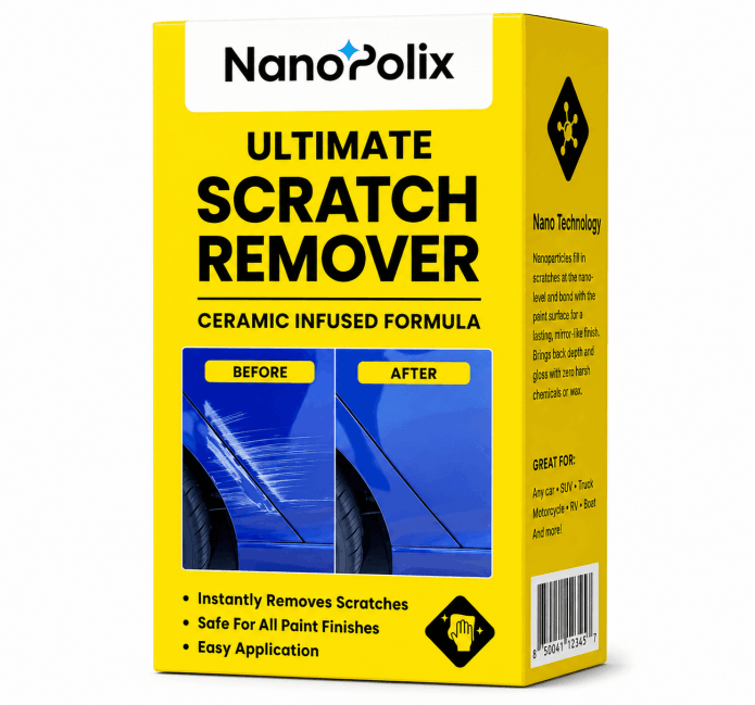 Close-up of a car door scratch being wiped with NanoPolix cloth